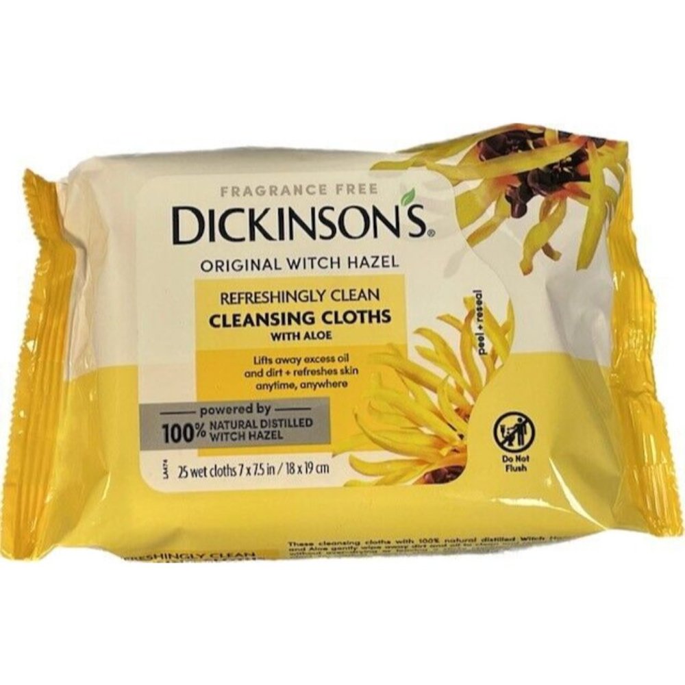 Dickinson's Original Witch Hazel Cleansing Cloths 25 COUNT NEW!
